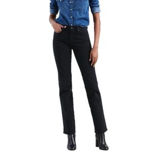 Levi’s black straight leg jeans.